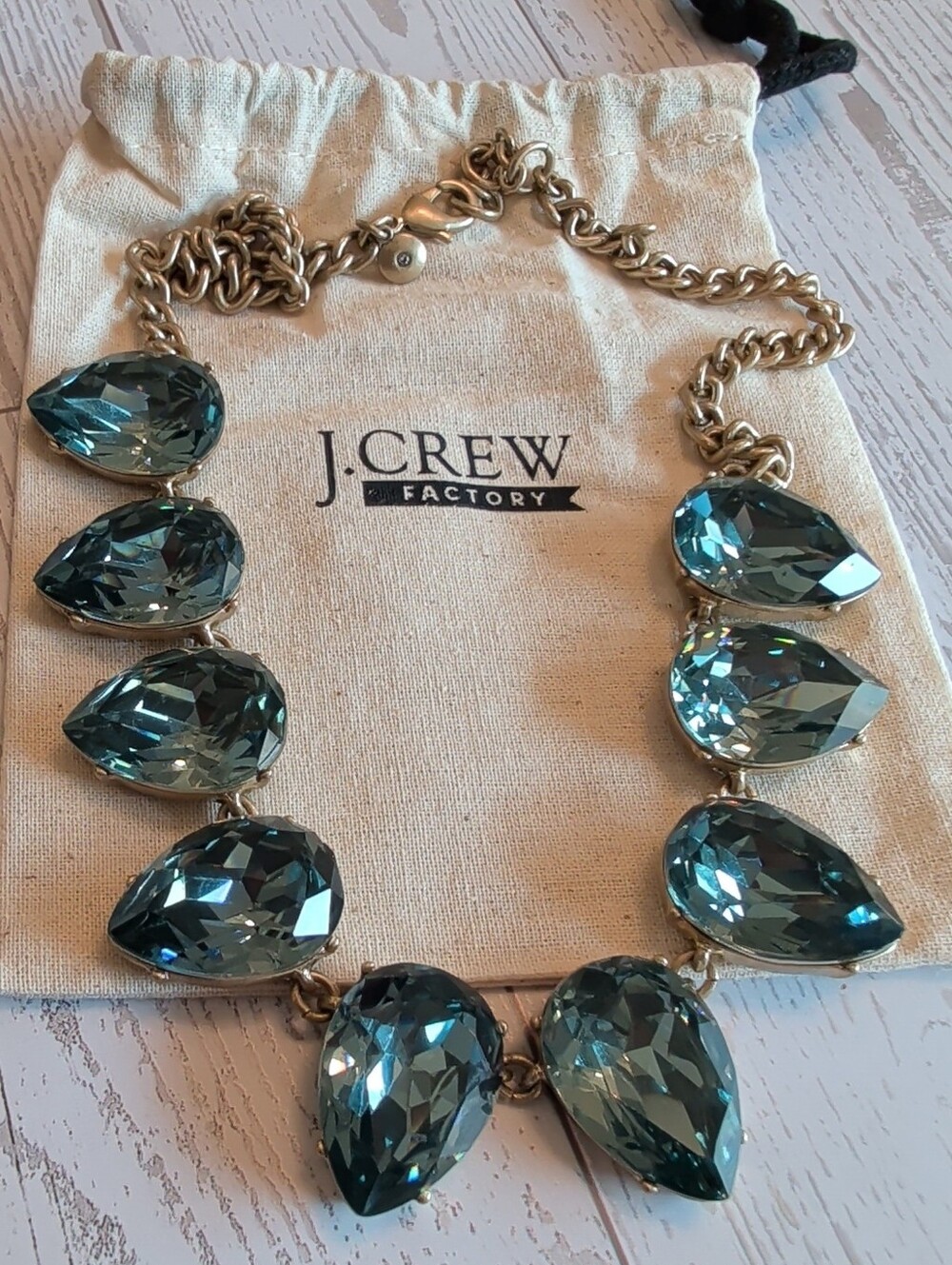 J.Crew Factory Teardrop Statement Necklace in Blue-Green